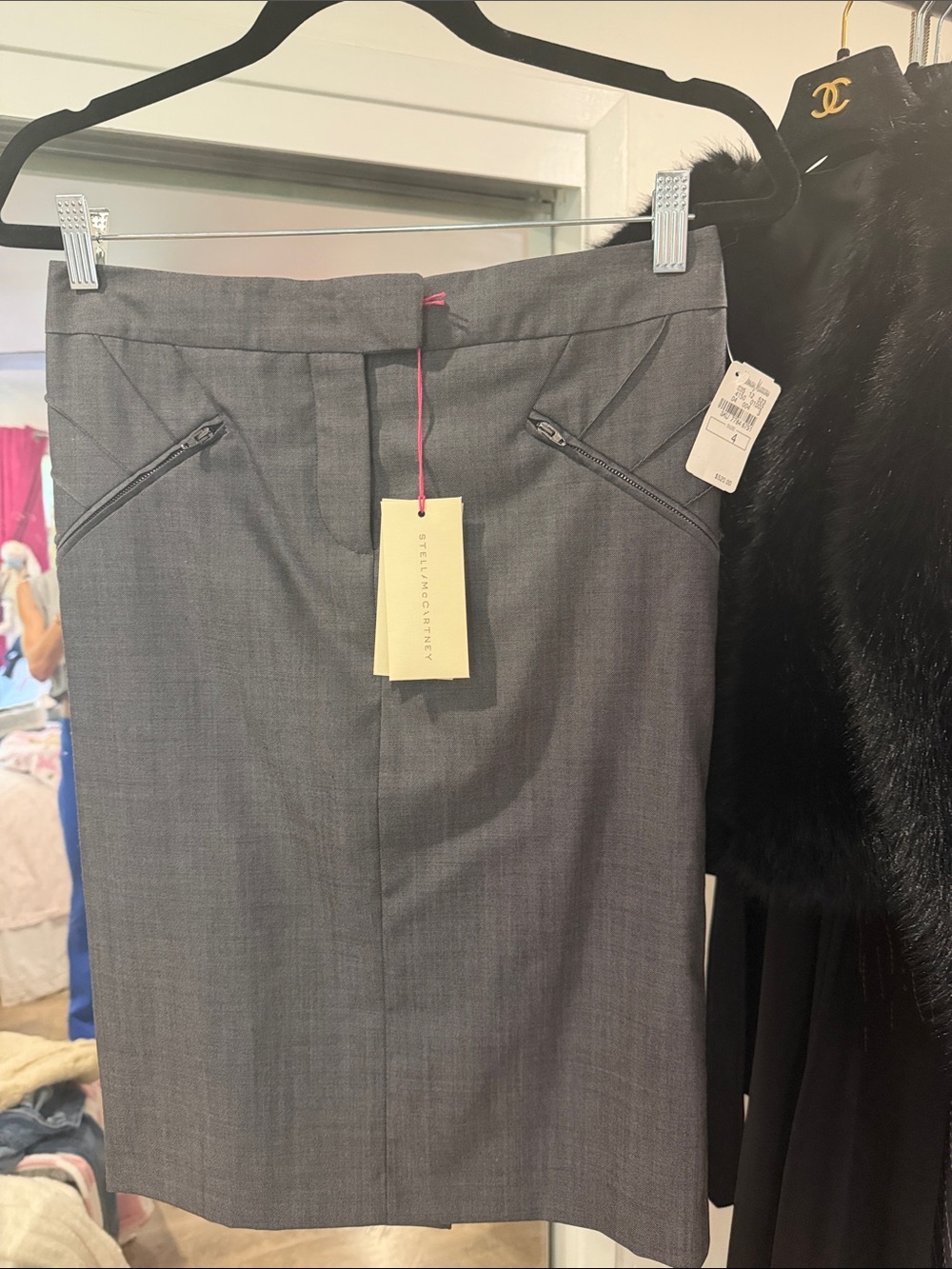 Stella McCartney Charcoal Gray Pencil Skirt with Zip Pockets vintage 💋